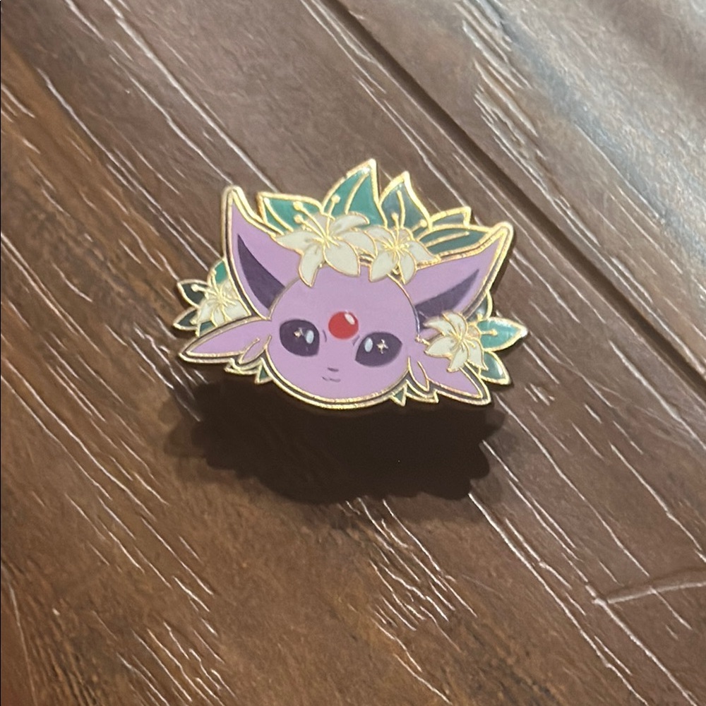 Pokemon Espeon Enamel Pin with Floral Design